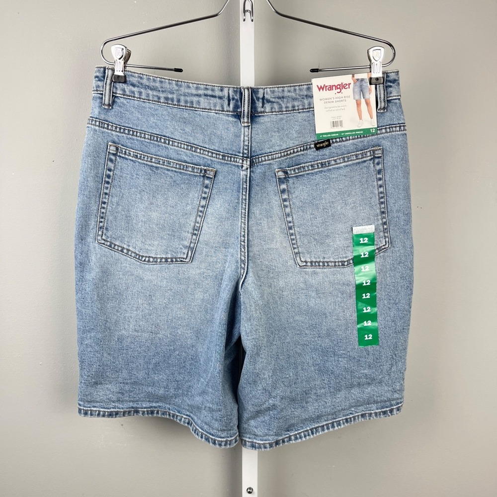 Wrangler Womens 12 High Rise Denim Dad Shorts Jorts Light Blue New NWT - Picture 4 of 6